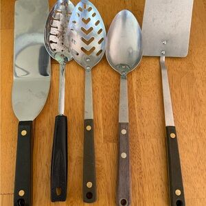 Vintage Stainless Steel Kitchen Utensil Lot Flint Japan Ekco USA Slotted Serving